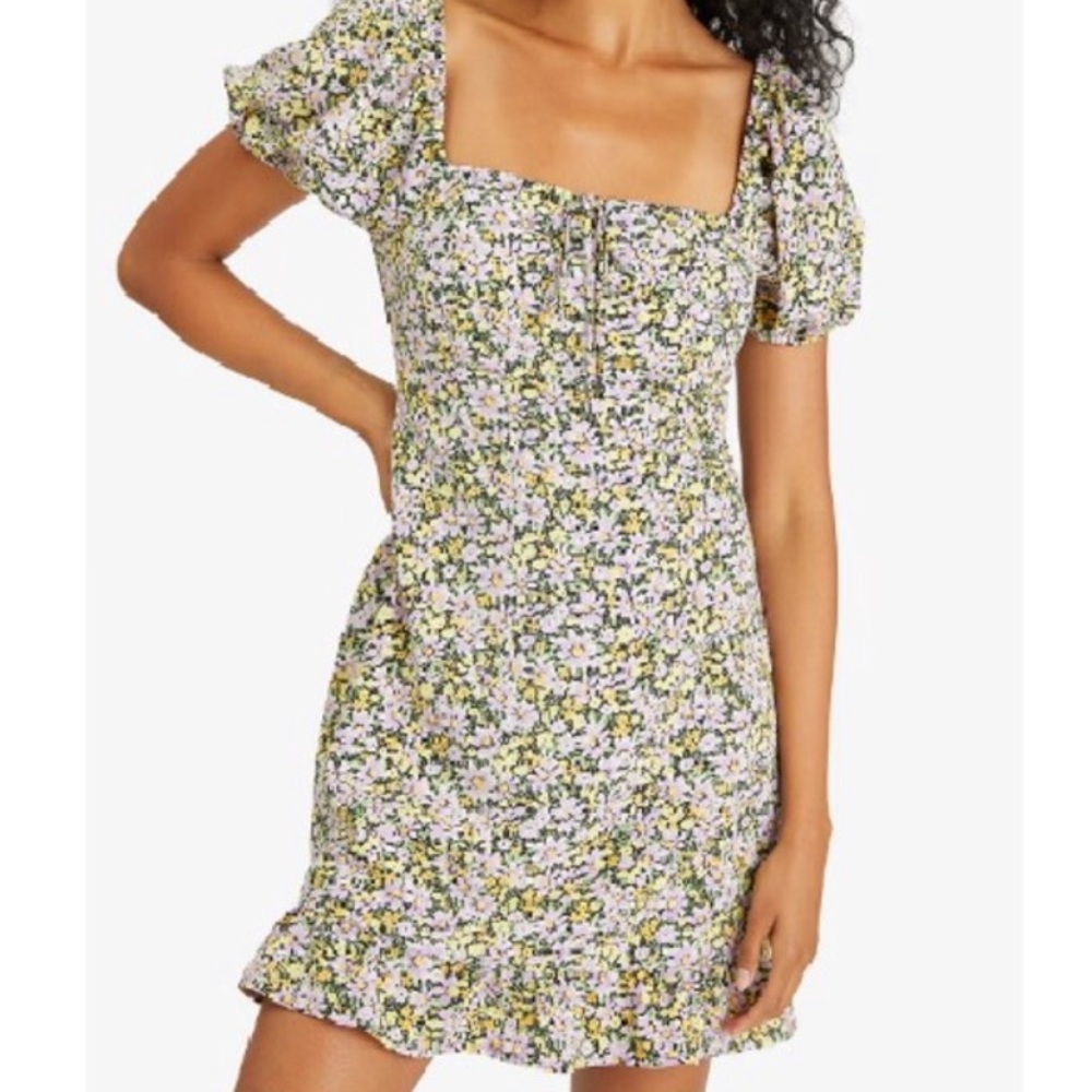 Sanctuary Women's Fresh Breeze Ditsy-Print Ruffled-Hem Dress Purple 12 NWT